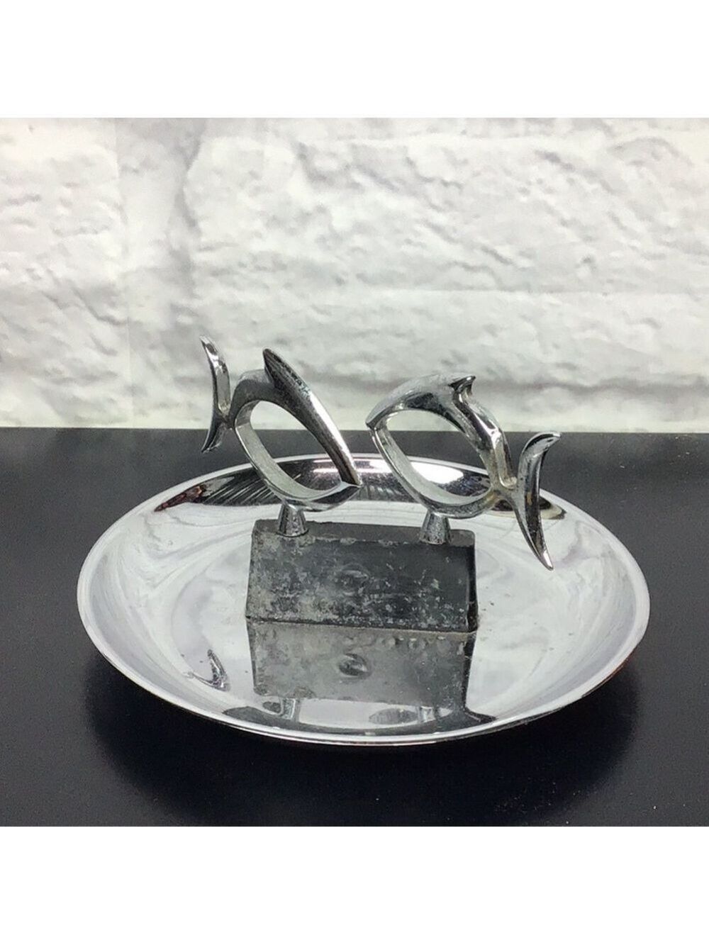 Mid Century Modern two fish Chrome Pincherette Ashtray MCM - Picture 4 of 10